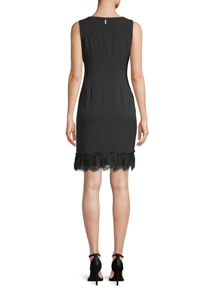 商品Karl Lagerfeld Paris|Lace-Trimmed Crepe Sheath Dress,价格¥300,第2张图片详细描述