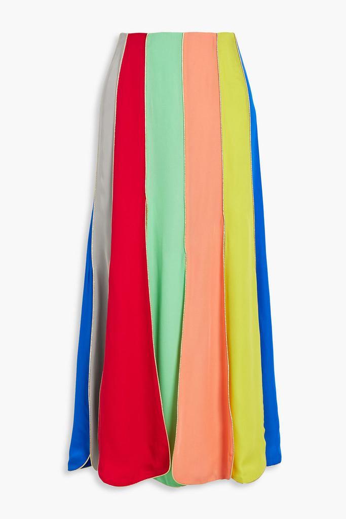 商品Rosie Assoulin|Carwash metallic-trimmed striped silk-crepe maxi skirt,价格¥4674,第1张图片