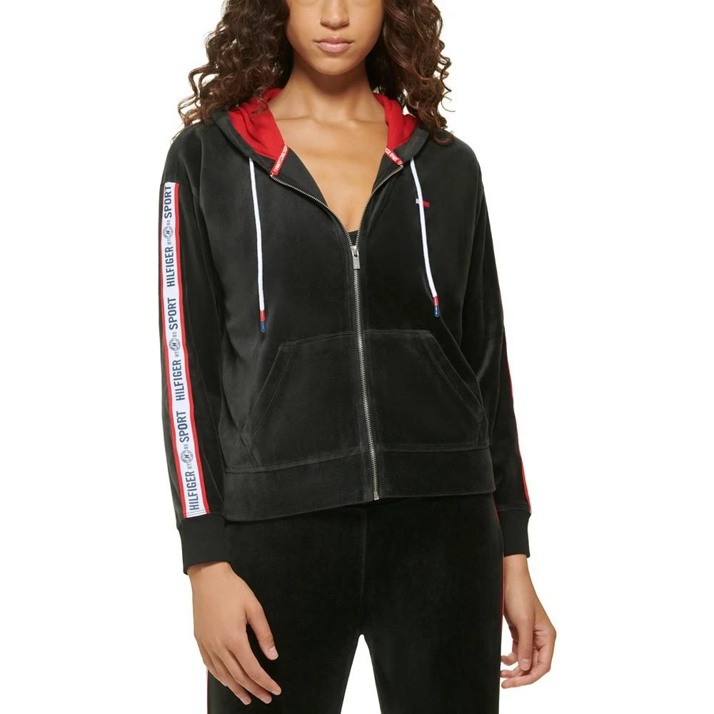 商品Tommy Hilfiger|Women's Zip-Front Velour Hooded Sweatshirt,价格¥260,第1张图片