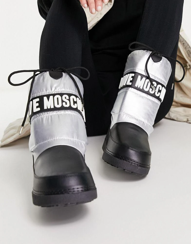 商品Moschino|Love Moschino logo snow boots in black and silver,价格¥798,第3张图片详细描述