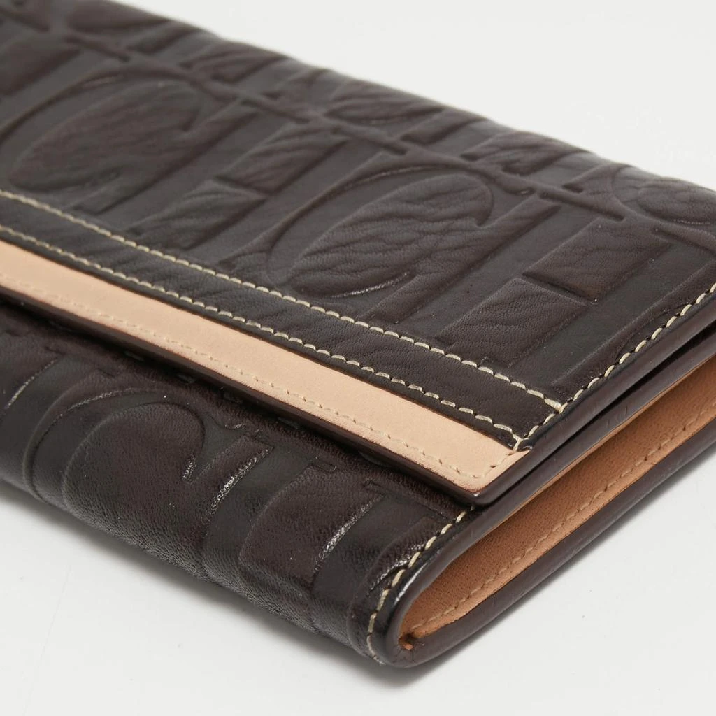 CH Carolina Herrera Brown/Beige Monogram Embossed Leather Continental Wallet 商品