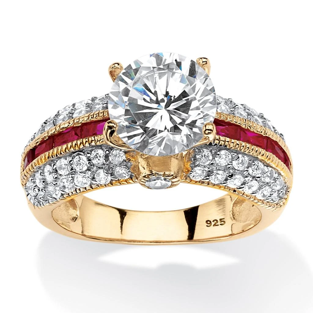 商品Palm Beach Jewelry|5.52 TCW Round CZ Ring in Gold-Plated Sterling Silver,价格¥704,第1张图片