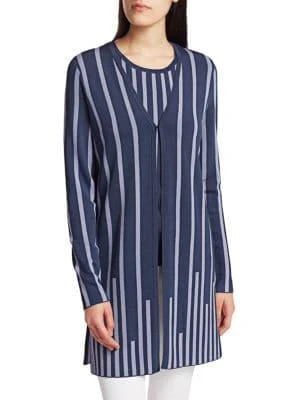 商品Saks Fifth Avenue|COLLECTION Plaited Stripe Open-Front Cardigan,价格¥225,第1张图片