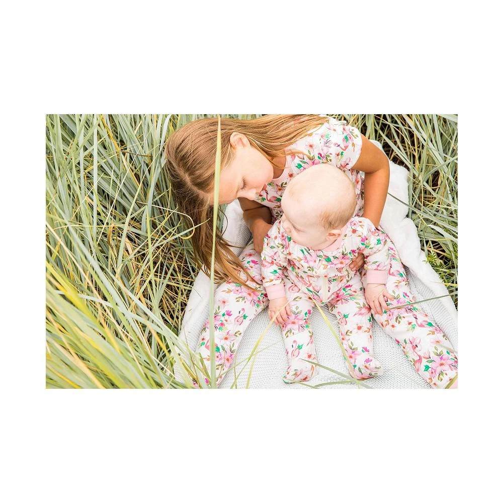商品Deux par Deux|Baby Girl Organic Cotton One Piece Printed Pajama Beige Flamingos - Infant,价格¥246,第2张图片详细描述