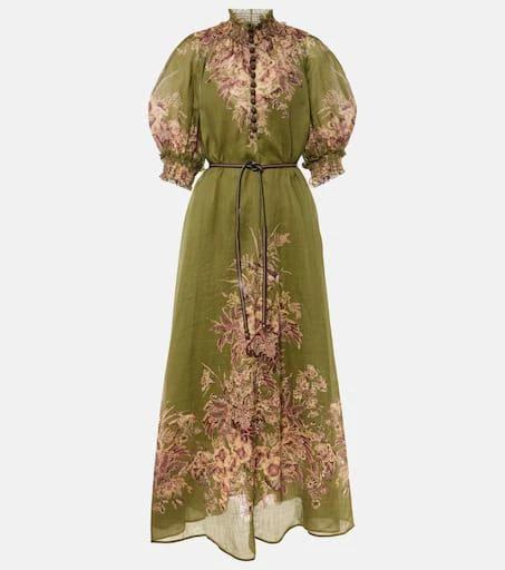 商品Zimmermann|Ottie Swing花卉苎麻纤维加长连衣裙,价格¥8514,第1张图片