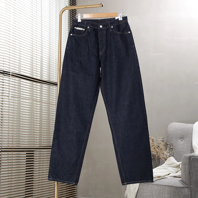 Calvin Klein/CK 女士深蓝色门襟扣洞款牛仔直筒裤  商品
