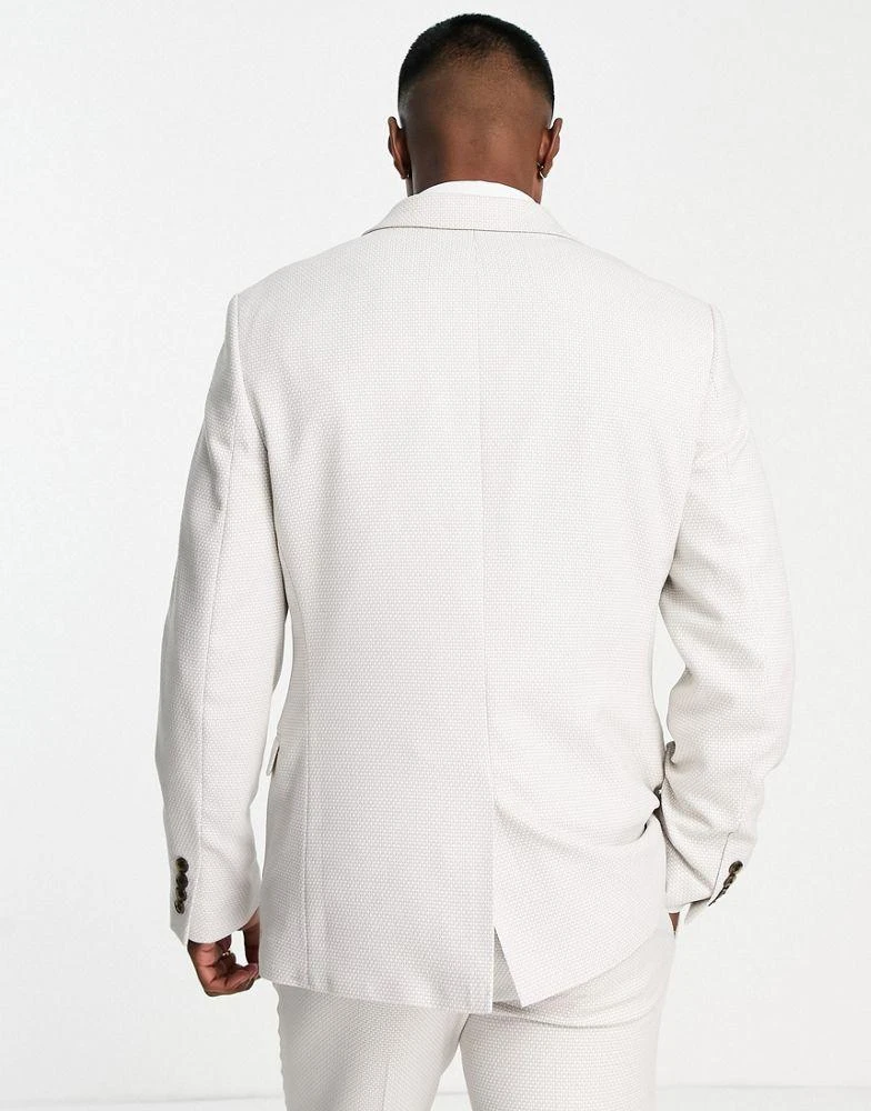 商品ASOS|ASOS DESIGN wedding slim suit jacket in stone birdseye texture,价格¥294,第2张图片详细描述