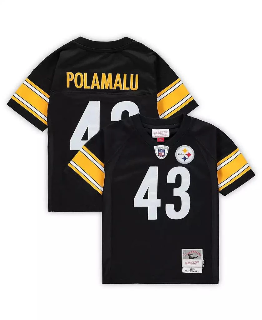 商品Mitchell & Ness|Toddler Boys and Girls Troy Polamalu Black Pittsburgh Steelers 2005 Retired Legacy Jersey,价格¥446,第1张图片