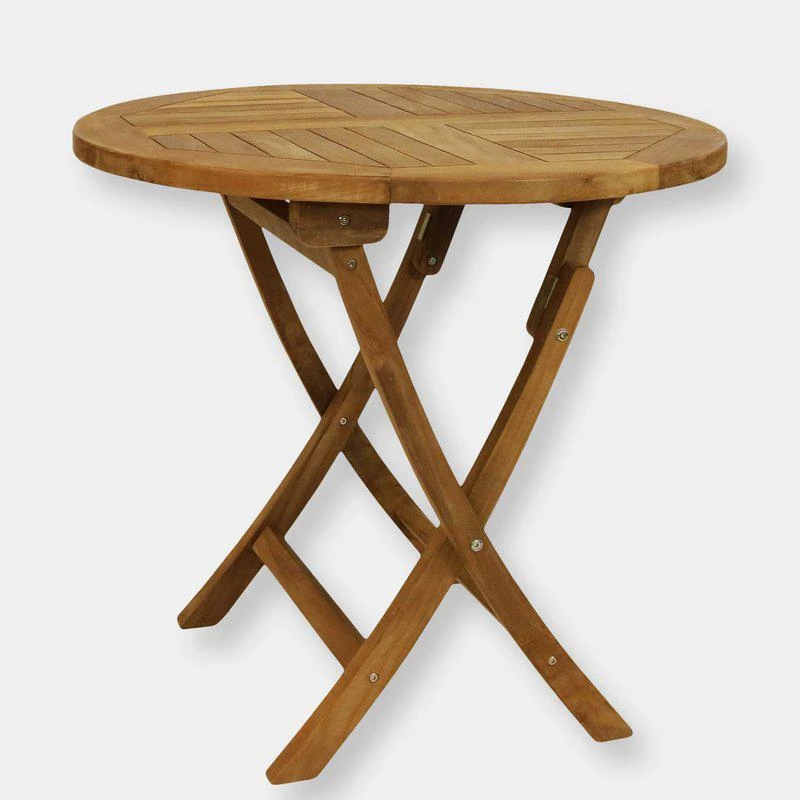 商品Sunnydaze Decor|Folding Round Teak Outdoor Patio Table,价格¥1338,第1张图片