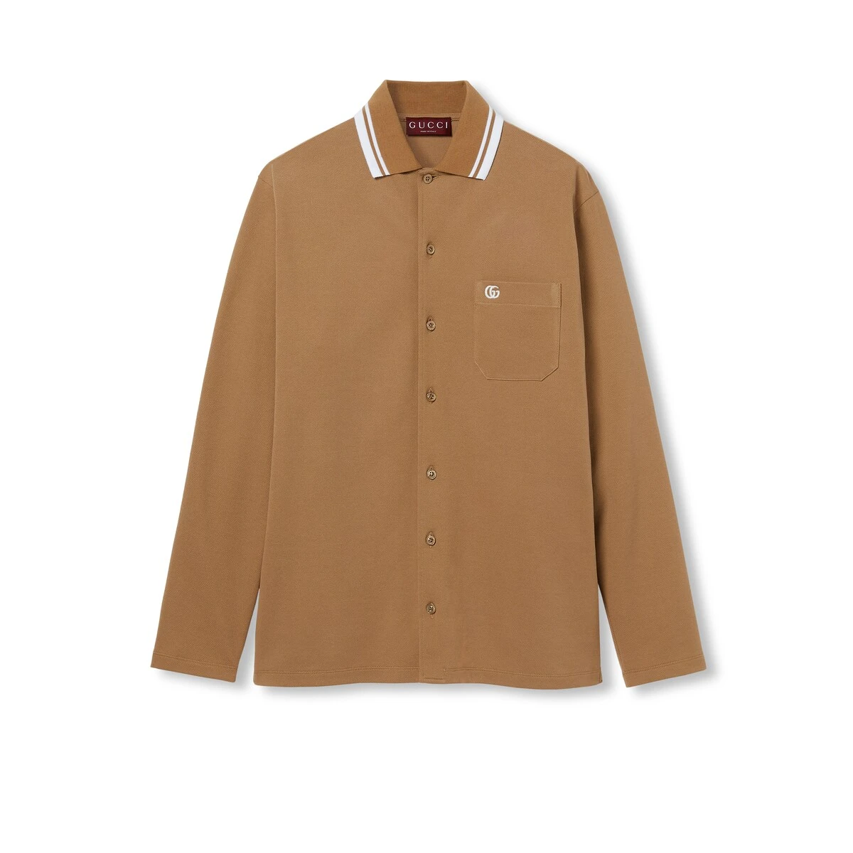 商品Gucci|【预售】 古驰 25春夏 男士 长袖Polo 饰刺绣珠地棉POLO衫 815513 XJG16 2603,价格¥6681,第1张图片