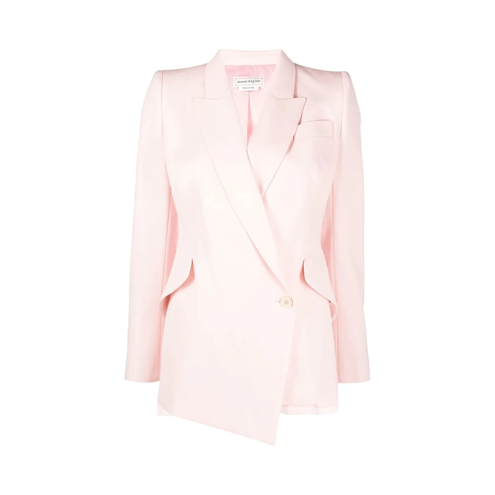 商品[国内直发] Alexander McQueen|ALEXANDER MCQUEEN 女士粉色巴拉提亚羊毛垂坠下摆夹克 708833-QJAAC-9066,价格¥7686,第1张图片