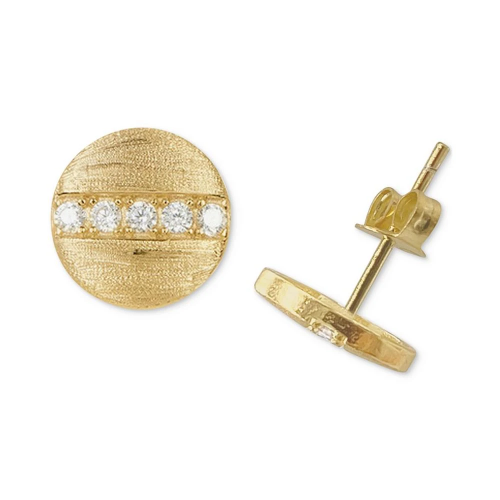 商品ADORNIA|14k Gold-Plated Pavé Line Round Disc Stud Earrings,价格¥168,第3张图片详细描述