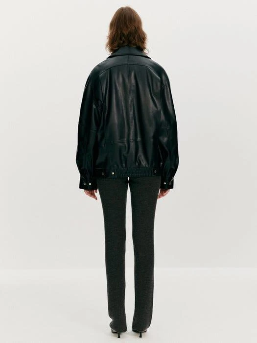 商品TheOpen Product|Faux Leather Bomber Jacket (Black),价格¥952,第3张图片详细描述