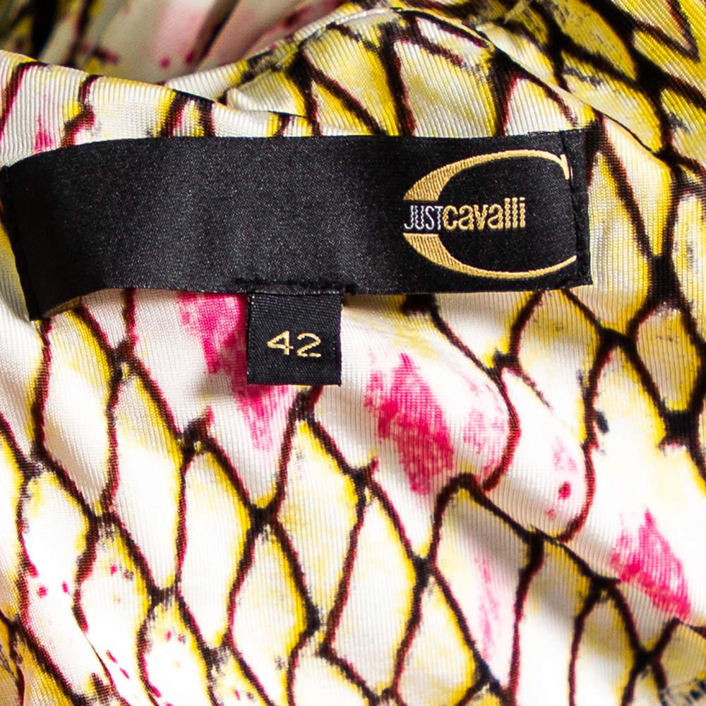 Just Cavalli Multicolor Printed Jersey Ruched Waist Detail Flared Skirt M商品第5张图片规格展示