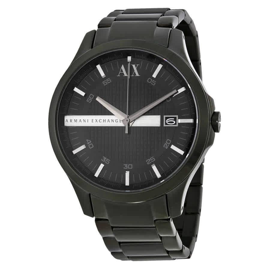 商品Armani Exchange|Armani Exchange Hampton Black Dial Black Ion-plated Mens Watch AX2104,价格¥681,第1张图片