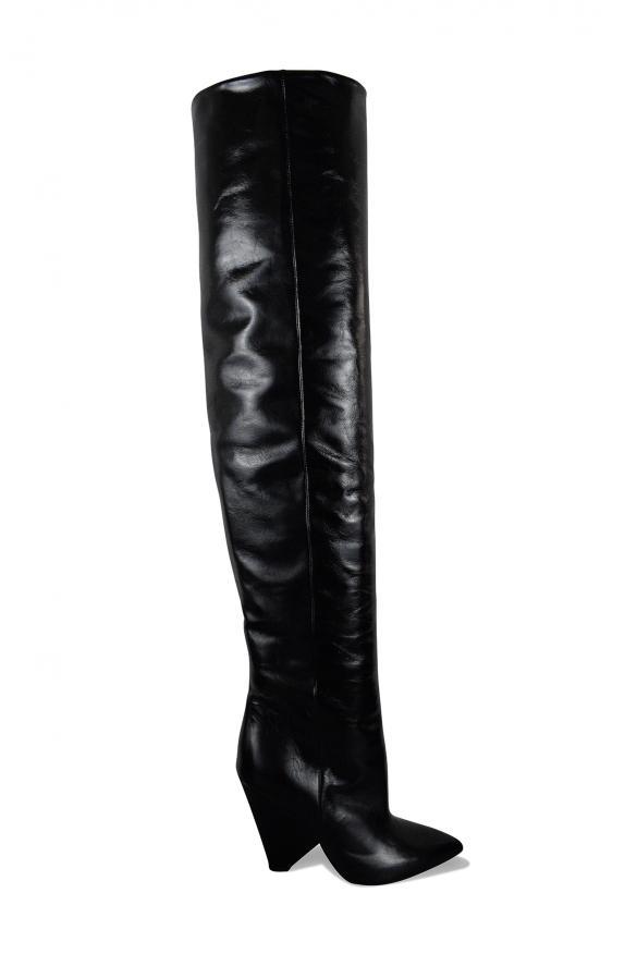 商品Yves Saint Laurent|Luxury Shoes For Women   Saint Laurent Niki 105 Boots In Black Leather,价格¥5722,第1张图片