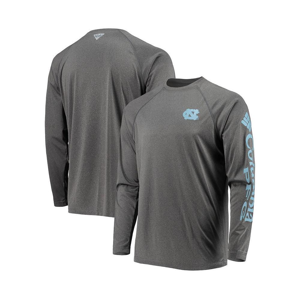 商品Columbia|Men's Heathered Charcoal North Carolina Tar Heels PFG Terminal Tackle Raglan Omni-Shade Long Sleeve T-shirt,价格¥295,第4张图片详细描述