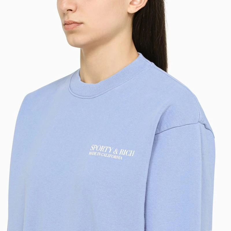 商品Sporty & Rich|Sporty & Rich Periwinkle crew neck sweatshirt with logo,价格¥1163,第4张图片详细描述