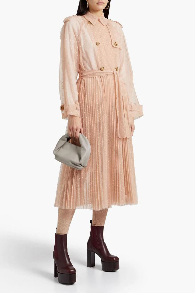 商品RED Valentino|Belted double-breasted pleated point d'esprit trench coat,价格¥5241,第4张图片详细描述