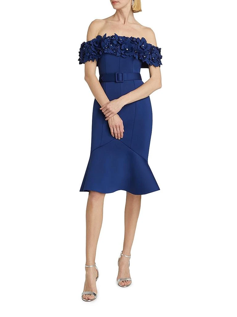商品Badgley Mischka|Off-The-Shoulder Floral Neoprene Cocktail Dress,价格¥1109,第2张图片详细描述
