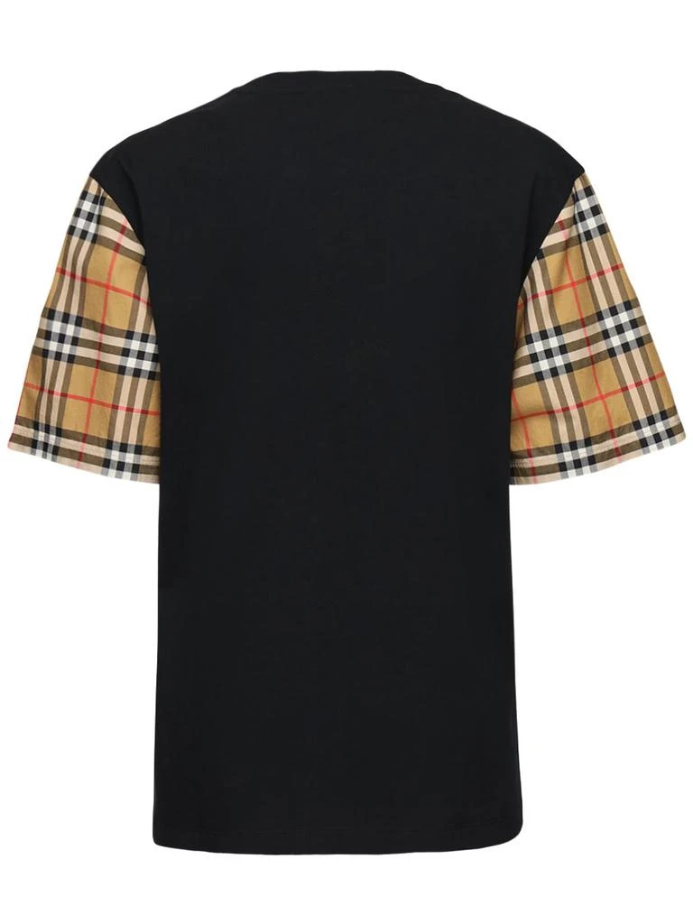 商品Burberry|Serra Cotton T-shirt W/ Check Sleeves,价格¥3480,第4张图片详细描述