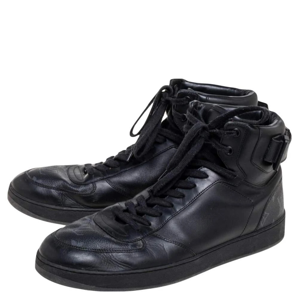 商品[二手商品] Louis Vuitton|Louis Vuitton Black Monogram Canvas and Leather Rivoli Sneaker Boots Size 43.5,价格¥2194,第4张图片详细描述