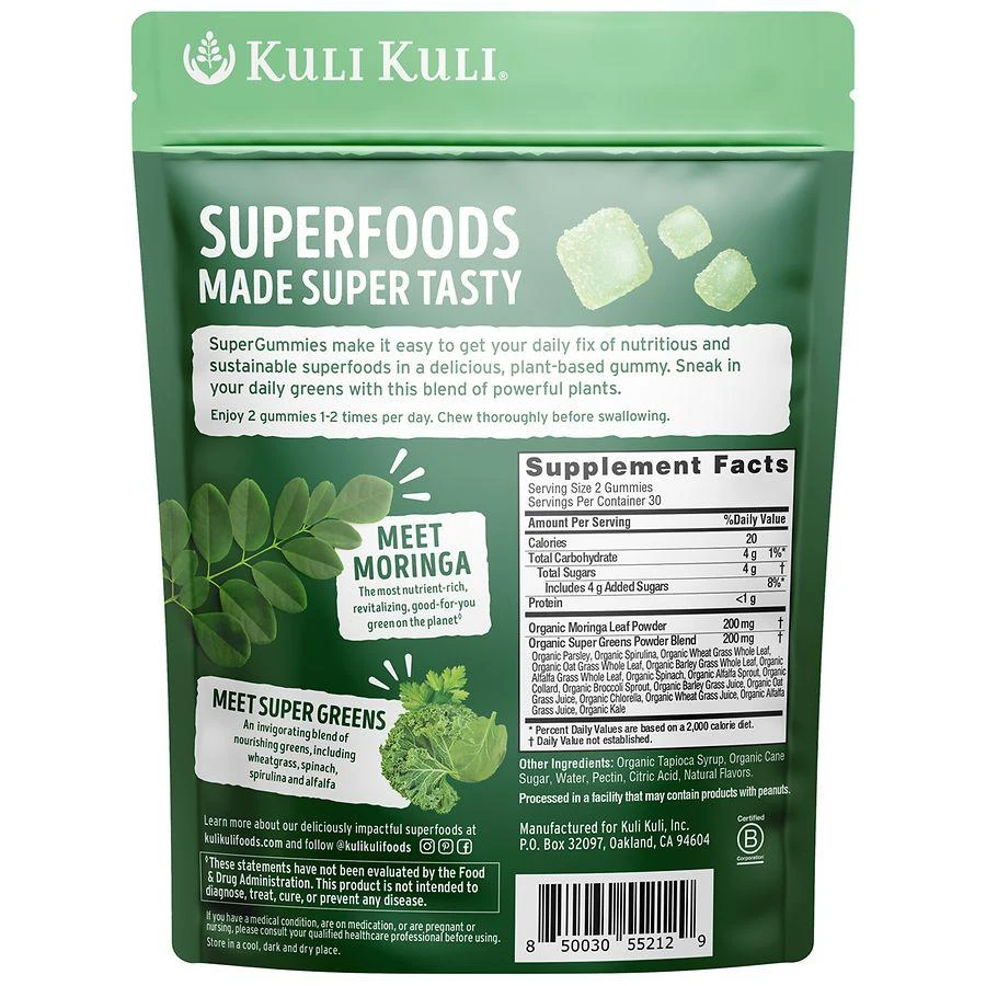 商品Kuli Kuli|Moringa + Super Greens Super Gummies,价格¥171,第2张图片详细描述