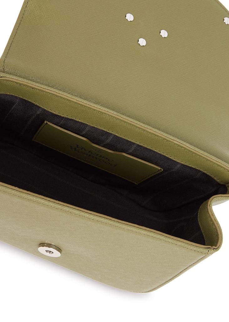 Linda green saffiano leather cross-body bag商品第4张图片规格展示