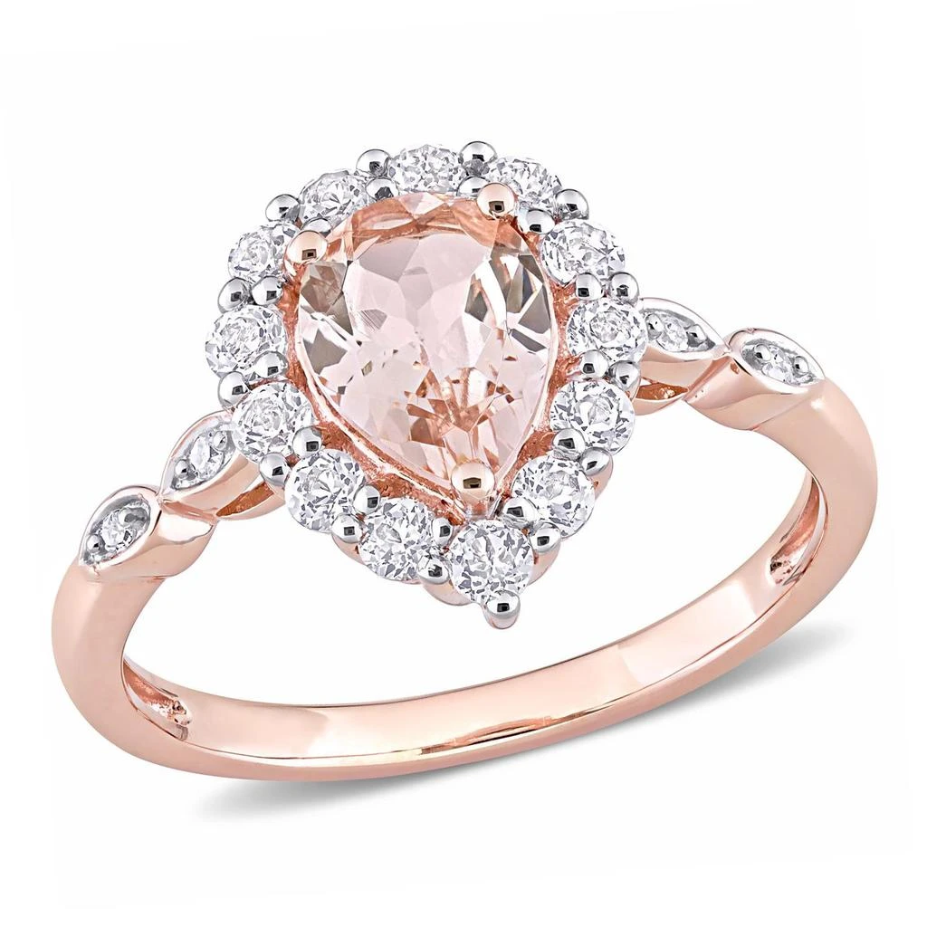 商品Julianna B|10k Rose Gold Morganite White Topaz and Diamond Accent Ring,价格¥5053,第1张图片