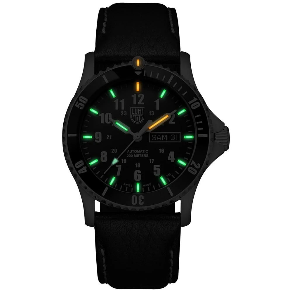 Men's Swiss Automatic Sport Timer Black Leather Strap Watch 42mm 商品