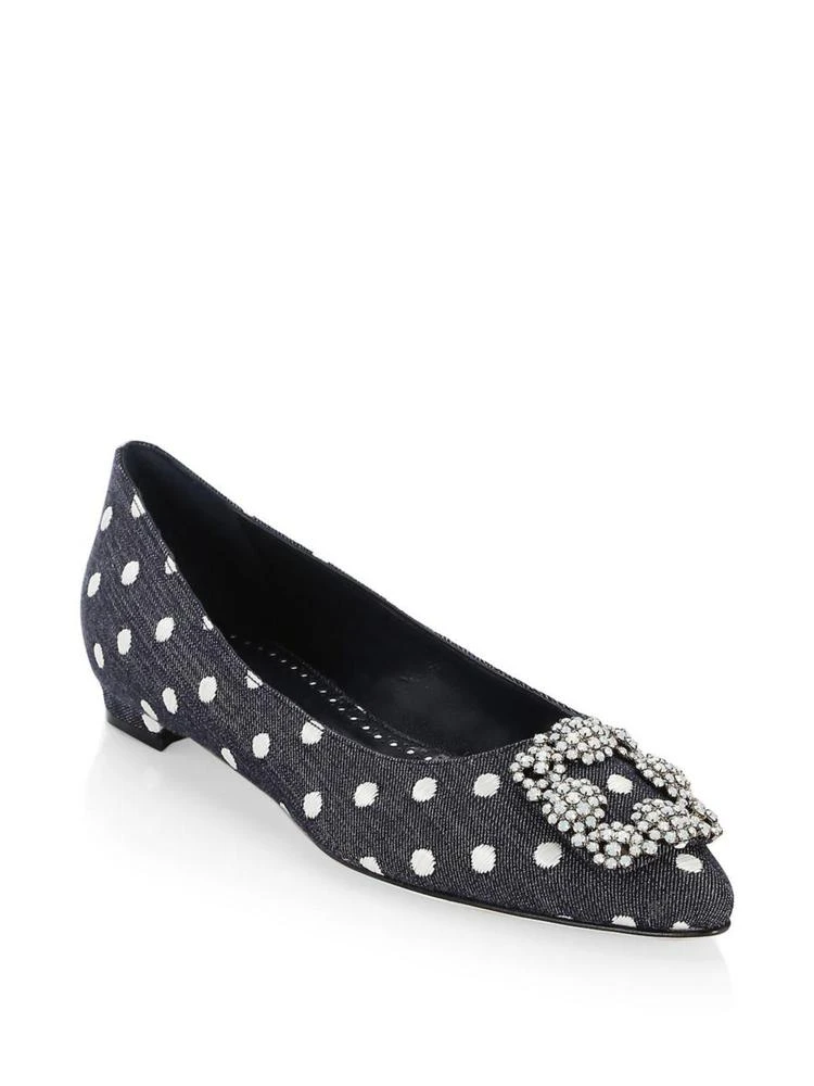 商品Manolo Blahnik|Manolo Blahnik - Hagisi Denim Polka Dot Flats,价格¥3068,第1张图片