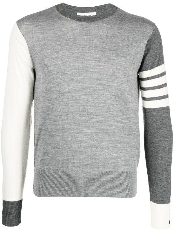 商品Thom Browne|THOM BROWNE MEN FUN MIX CLASSIC CREWNECK PULLOVER IN FINE MERINO WOOL W/ 4 BAR STRIPE,价格¥3765,第5张图片详细描述