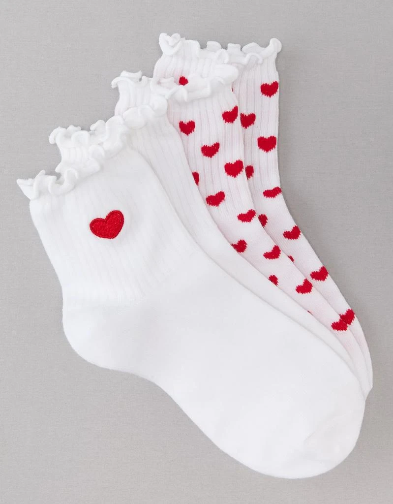 商品AE|AE Heart Ruffle Sock 2-Pack,价格¥97,第4张图片详细描述
