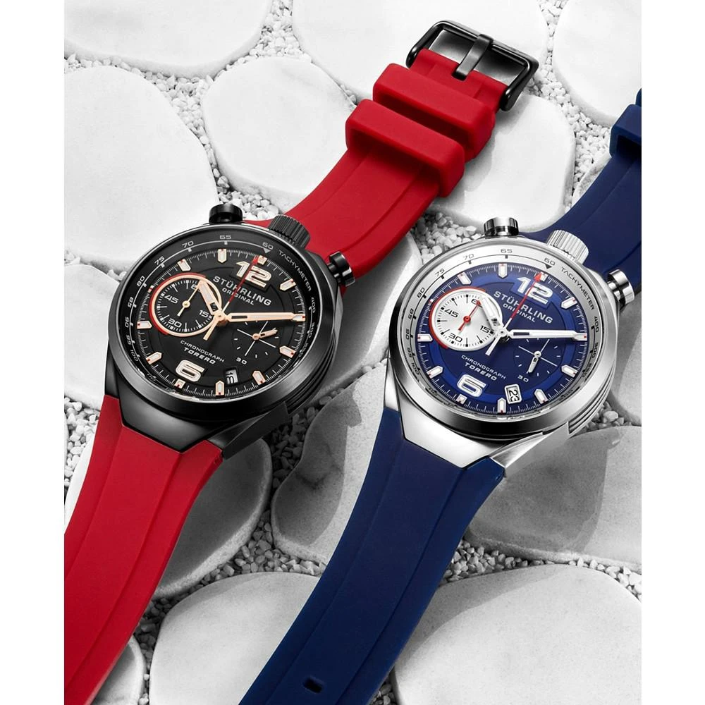 商品Stuhrling|Men's Quartz Red High Grade Rubber Silicone Strap Watch 42mm,价格¥1870,第2张图片详细描述