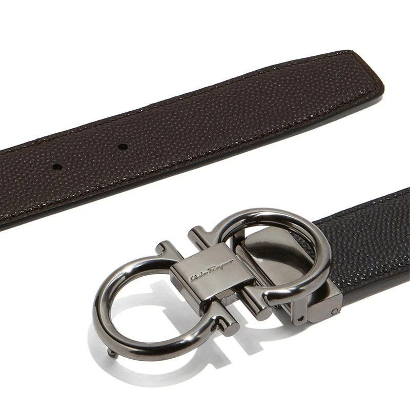 商品Salvatore Ferragamo|SALVATORE FERRAGAMO 菲拉格慕 男士黑色牛皮板扣式双面皮带腰带 67-9938-698949,价格¥4657,第3张图片详细描述