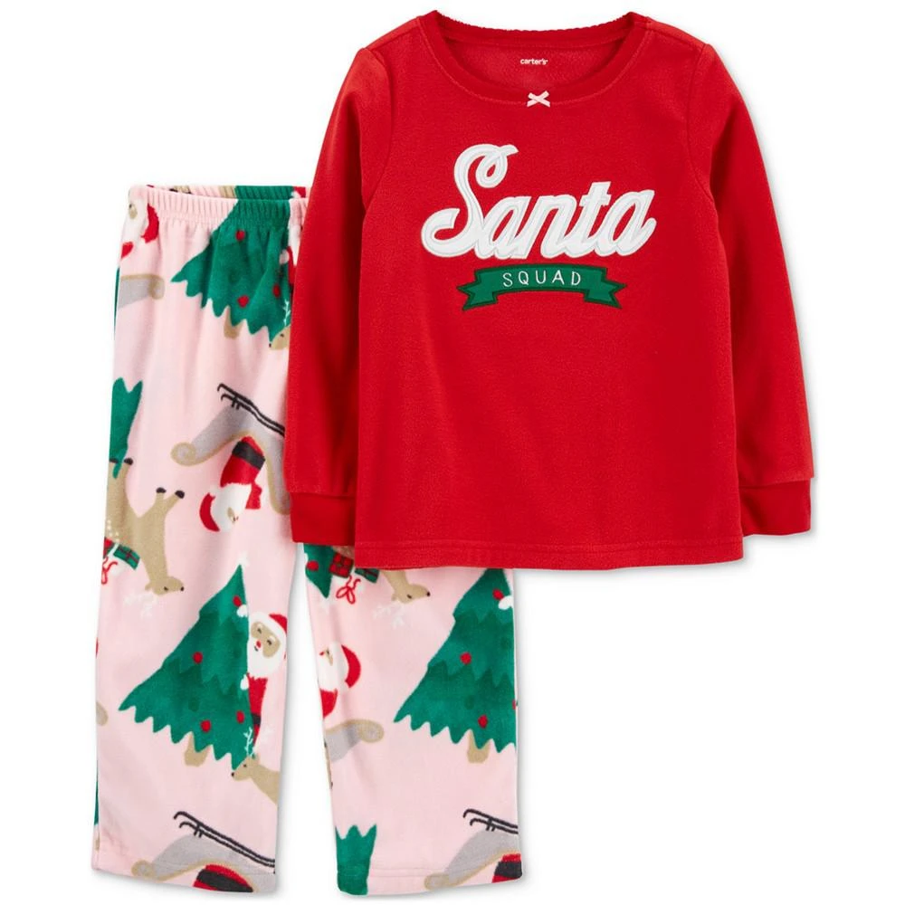 商品Carter's|Toddler Girls Santa Squad Fleece Pajamas, 2 Piece Set,价格¥61,第1张图片