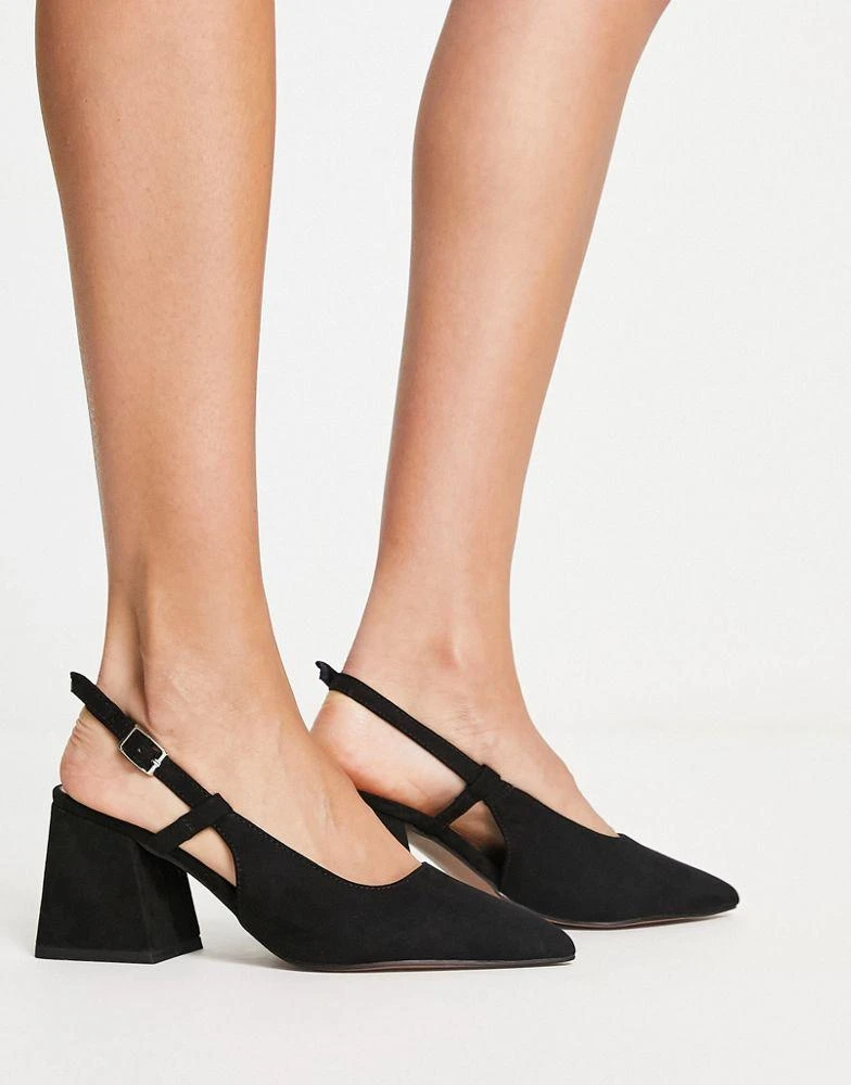 商品ASOS|ASOS DESIGN Sydney slingback mid block heeled shoes in black,价格¥196,第1张图片