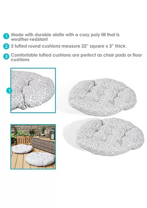 商品belk|Decor Sunnydaze Polyester Large Round Floor Cushion   Set Of 2   Gray Damask,价格¥607,第4张图片详细描述