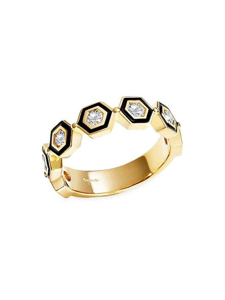 商品Syna|Hex 18K Gold, Diamond & Enamel Ring,价格¥24353,第1张图片