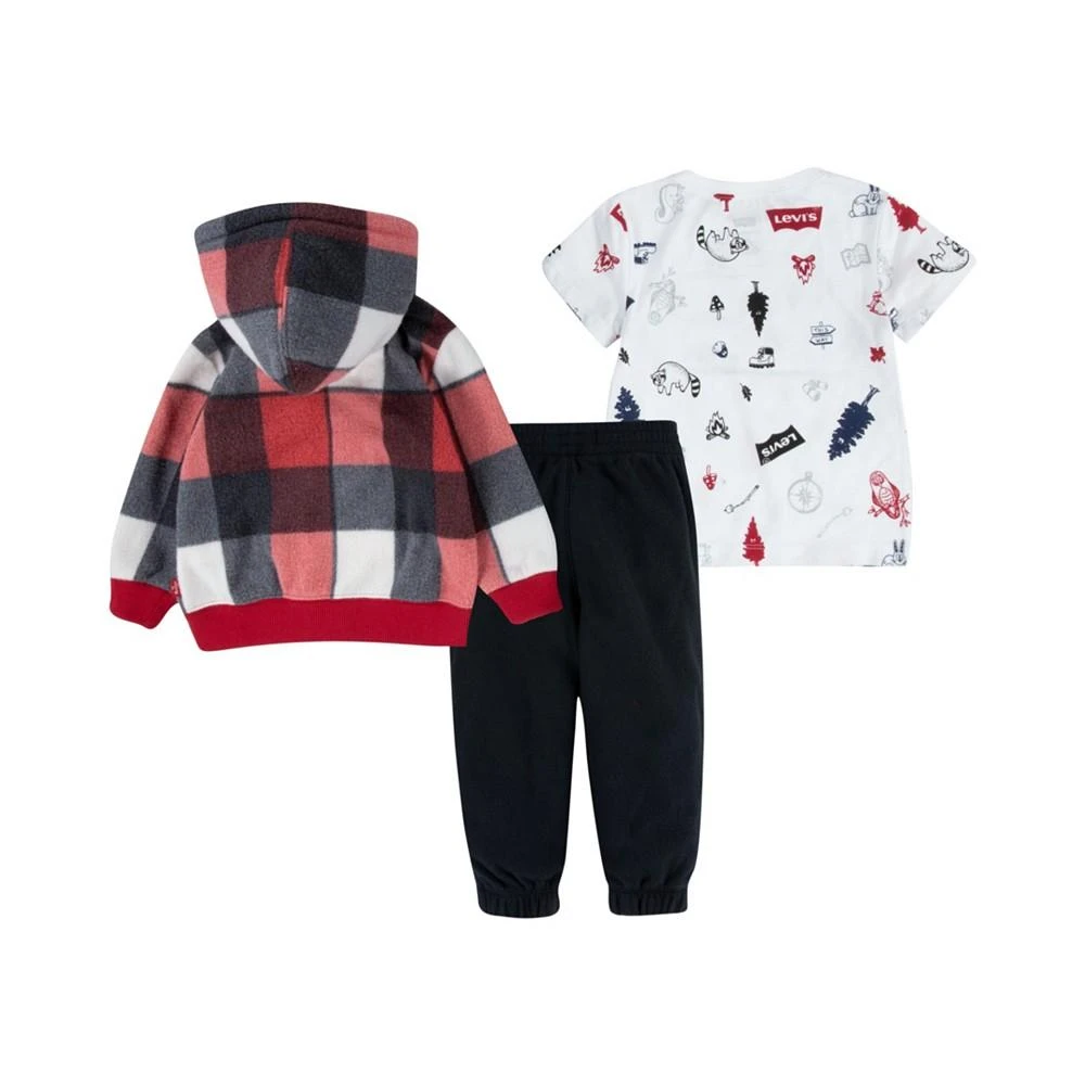 商品Levi's|Baby Boys Plaid Full-Zip Hoodie, Short Sleeve T-shirt and Joggers, 3 Piece Set,价格¥250,第2张图片详细描述