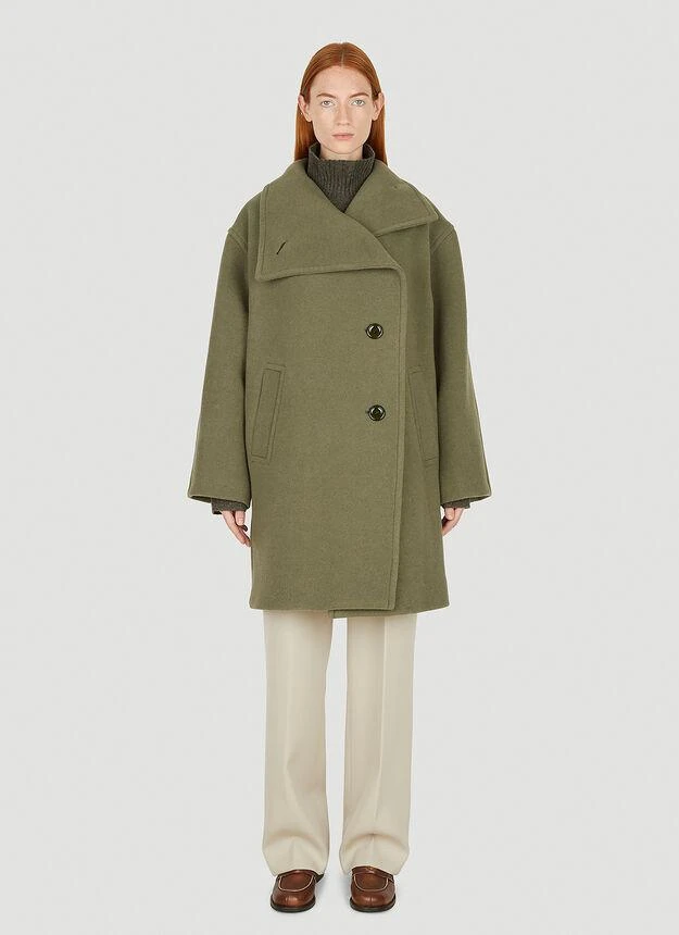 商品Acne Studios|Oversized Wide Collar Coat in Green,价格¥9056,第1张图片