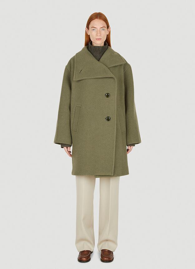 商品Acne Studios|Oversized Wide Collar Coat in Green,价格¥7779,第1张图片