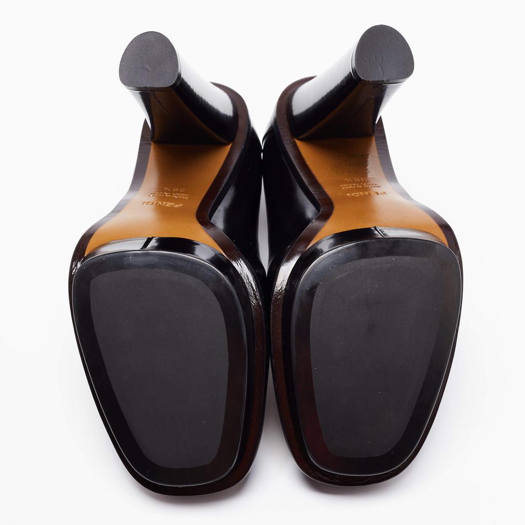 Fendi Black Glossy Leather FF Loafer Platform Pumps Size 38.5商品第6张图片规格展示