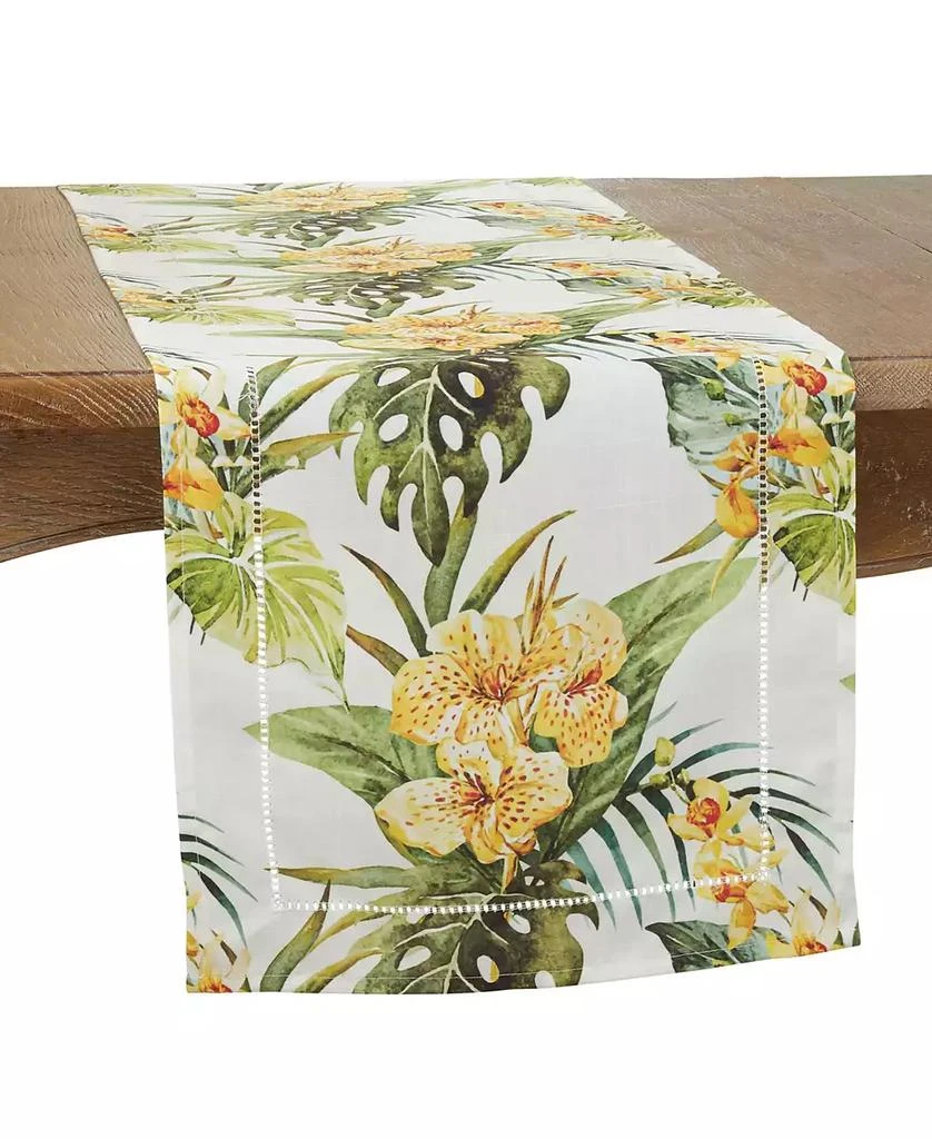 商品Saro Lifestyle|Hemstitch Table Runner with Tropical Flower Design, 72" x 16",价格¥150,第1张图片