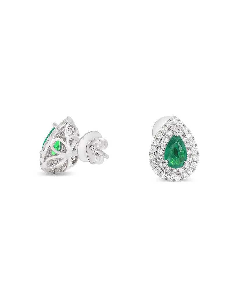商品Bloomingdale's|Emerald & Diamond Pear Shaped Double Halo Stud Earrings in 18K White Gold - Exclusive,价格¥64281,第1张图片详细描述