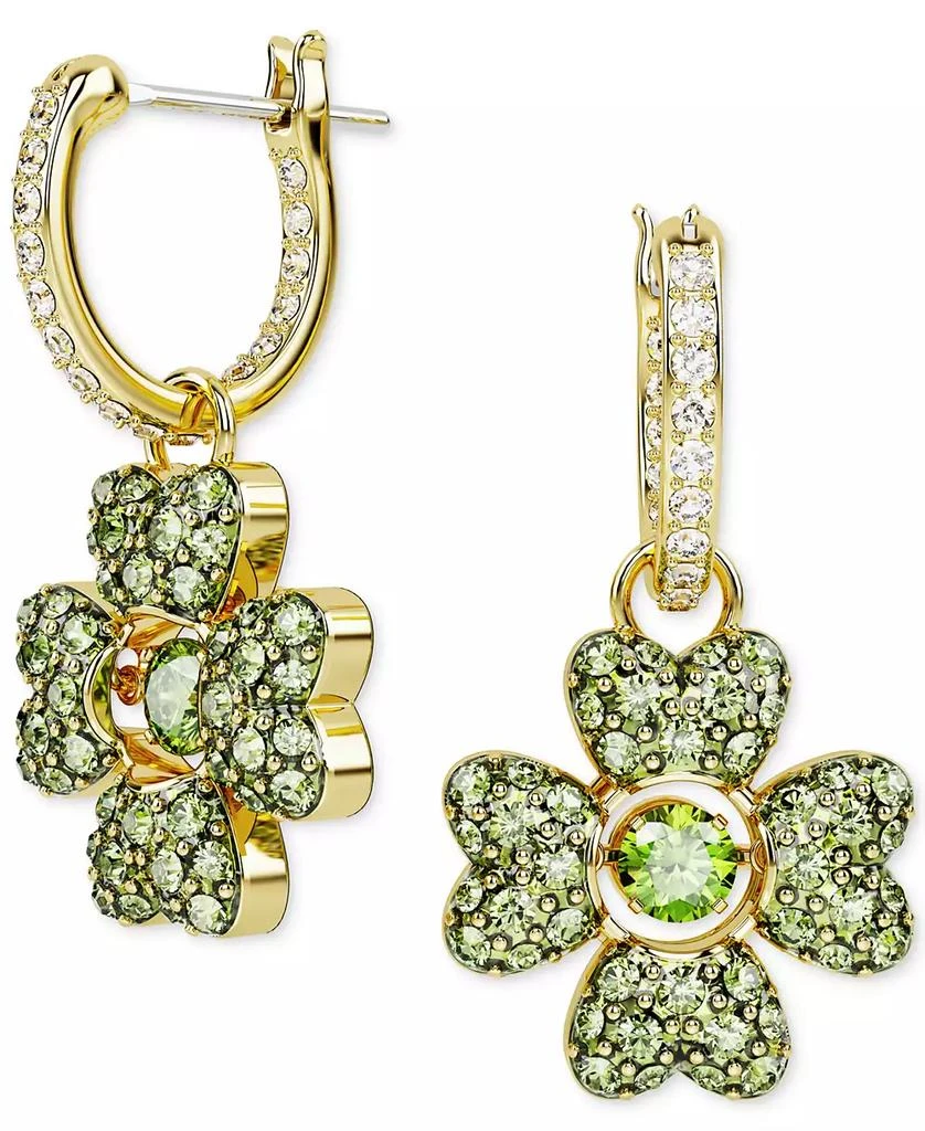 商品Swarovski|Gold-Tone Color Crystal Clover Charm Hoop Earrings,价格¥967,第1张图片