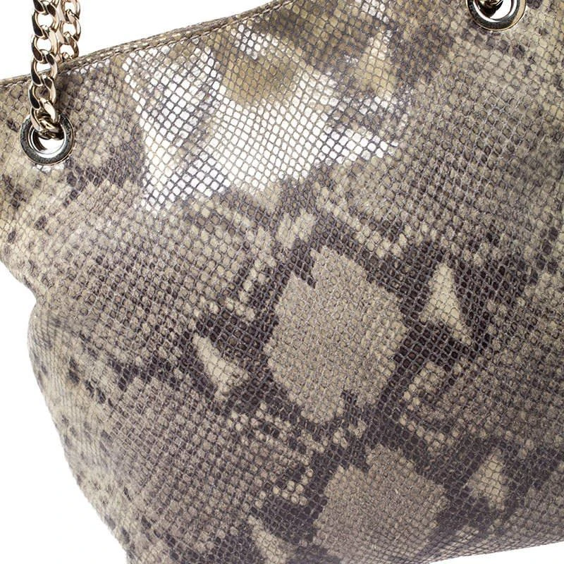 商品[二手商品] Michael Kors|Michael Kors Green/Black Python Embossed Suede Chain Tote,价格¥1124,第5张图片详细描述