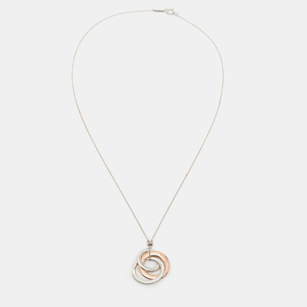 Tiffany & Co. Sterling Silver Rubedo Interlocking Circles Pendant Necklace商品第2张图片规格展示