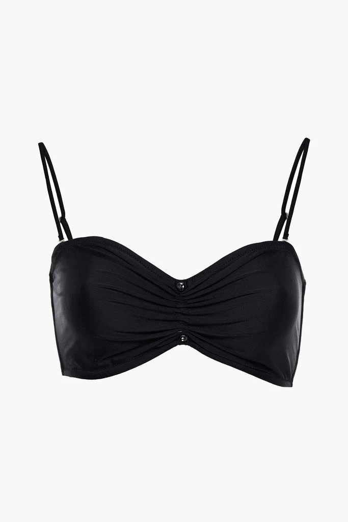 商品Ganni|Embellished ruched bandeau bikini top,价格¥306,第1张图片