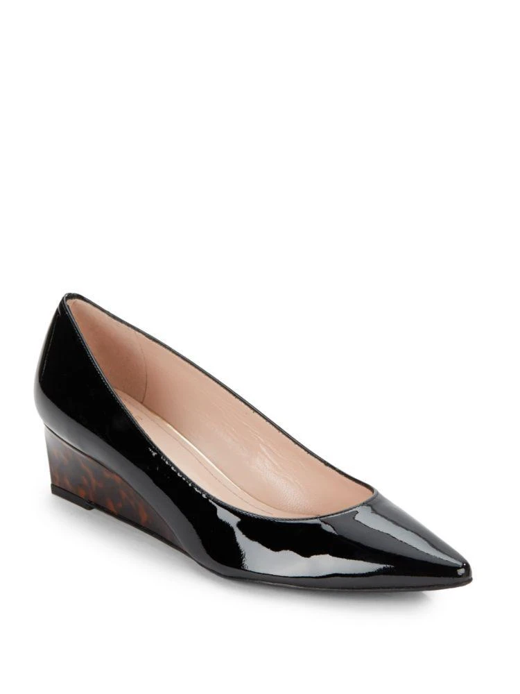 商品Stuart Weitzman|Nuevo Saffiano Patent Leather Wedge Pumps,价格¥710,第1张图片